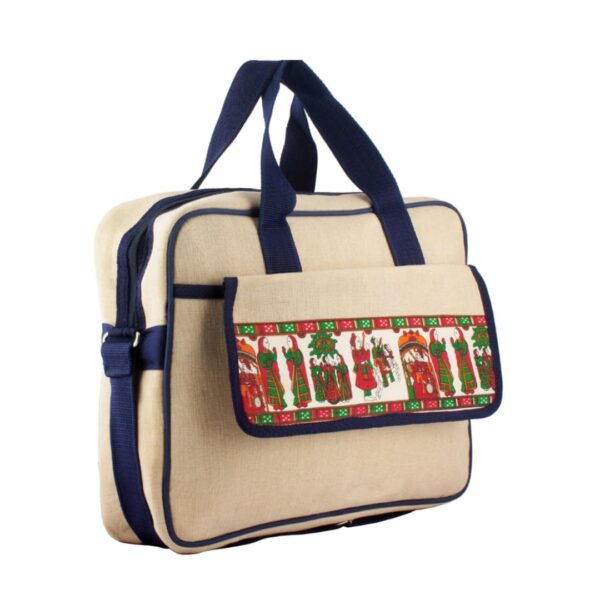canvas laptop bag with madhuvani prient