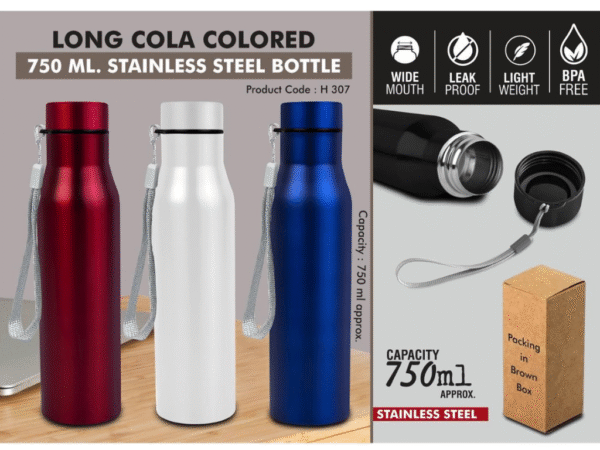 long cola colored 750 ml stainless steel bottle