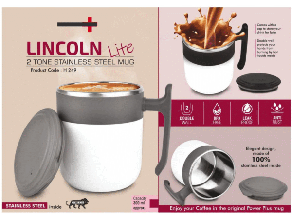 lincoln lite 2 tone stainless steel mug