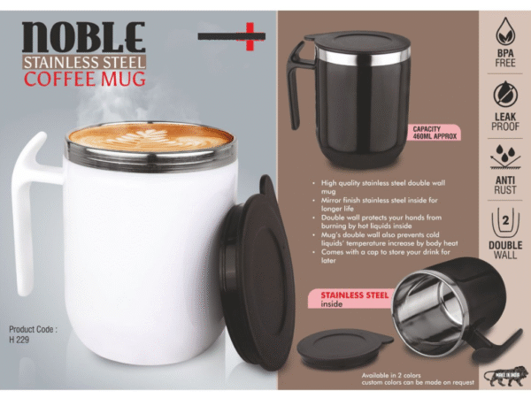 Noble Stainless Steel Double Wall Coffee Mug