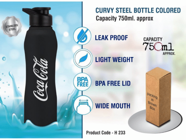 curvy stainless steel bottle – 750 ml