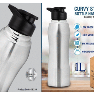 curvy natural stainless steel bottle – 1 litre