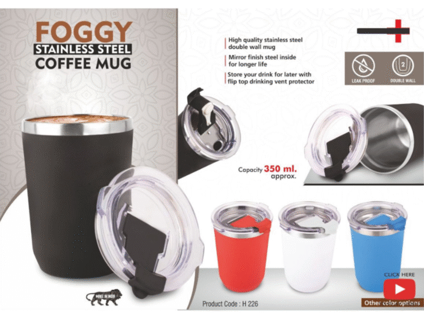 foggy stainless steel coffee mug – 350ml