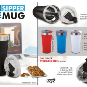 tall sipper stainless steel mug – 375ml