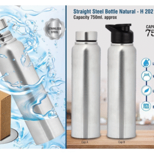 straight natural stainless steel bottle – 750ml