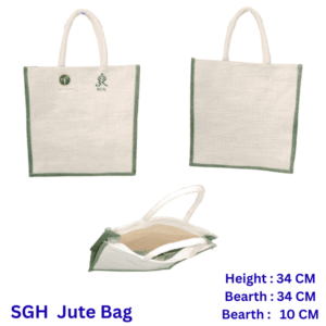 eco friendly jute carry bag with green borderb