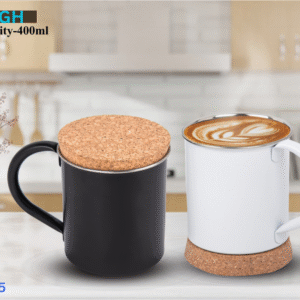 400ml ceramic mug with cork lid and base