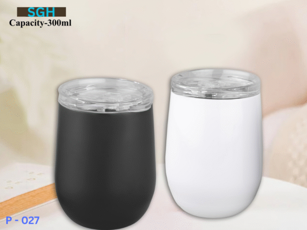 300ml stainless steel tumbler with clear lid
