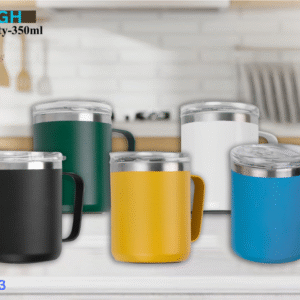 350ml stainless steel mug with clear lid