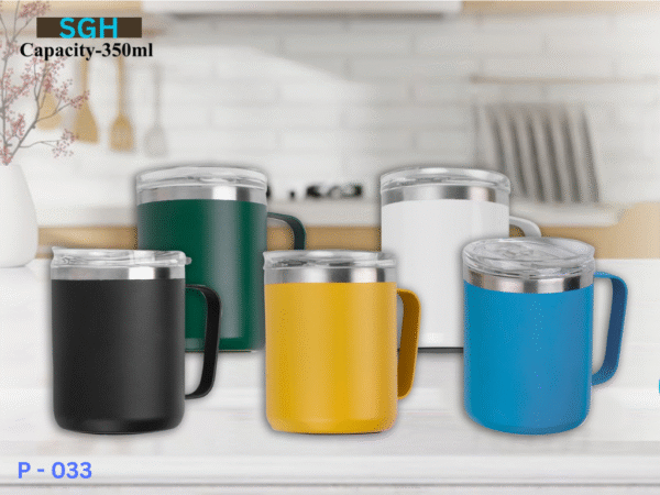 350ml stainless steel mug with clear lid