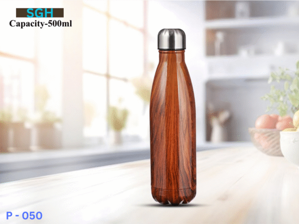 500ml wooden finish stainless steel bottle