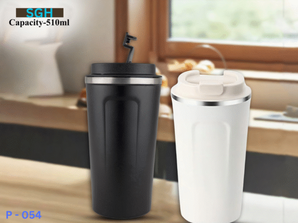 vacuum insulated travel mug with anti slip grip