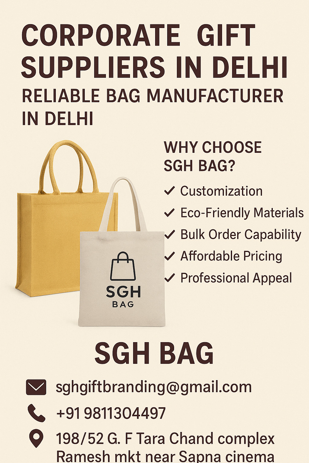 Corporate Gift Suppliers in Delhi NCR | Reliable Bag Manufacturer in Delhi – SGH Bag